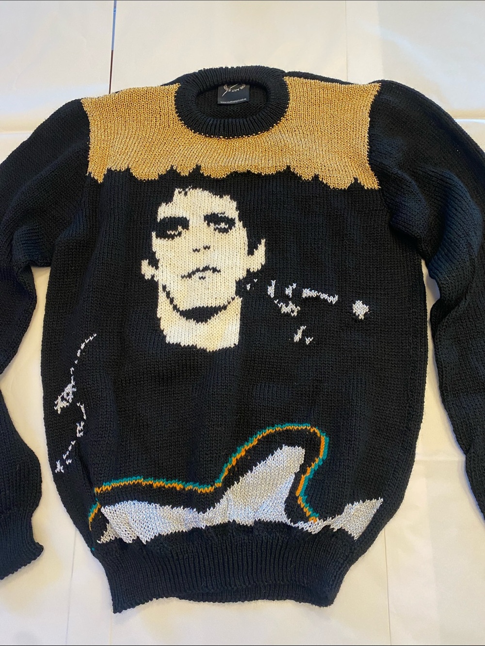 Mary Adams Small Town Girl Lou Reed Knit Sweater with Gold Yoke